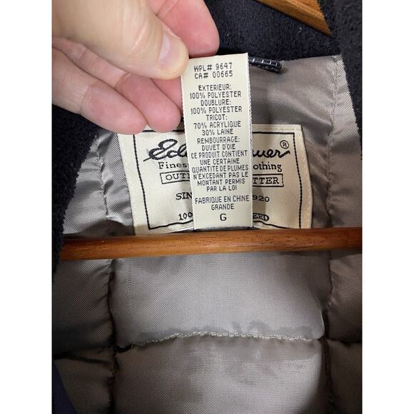 Eddie Bauer Weatheredge Goose Down Parka Coat Mens LARGE Blue Vintage 90s Jacket - Picture 6 of 7